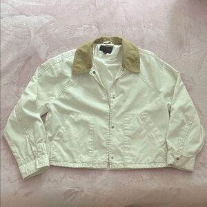 Zara White Jacket with Tan Collar